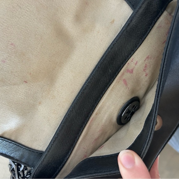 Tory Burch Black Leather Chain Strap Emerson Saffiano Crossbody Bag - Picture 6 of 9